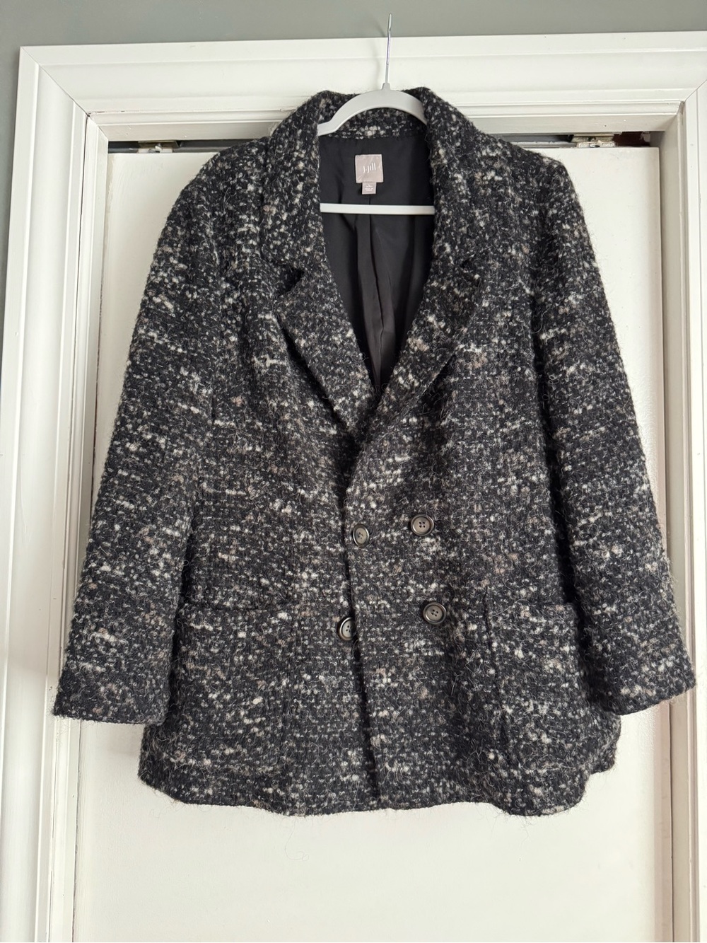 J. Jill Speckled Charcoal Double-Breasted Peacoat